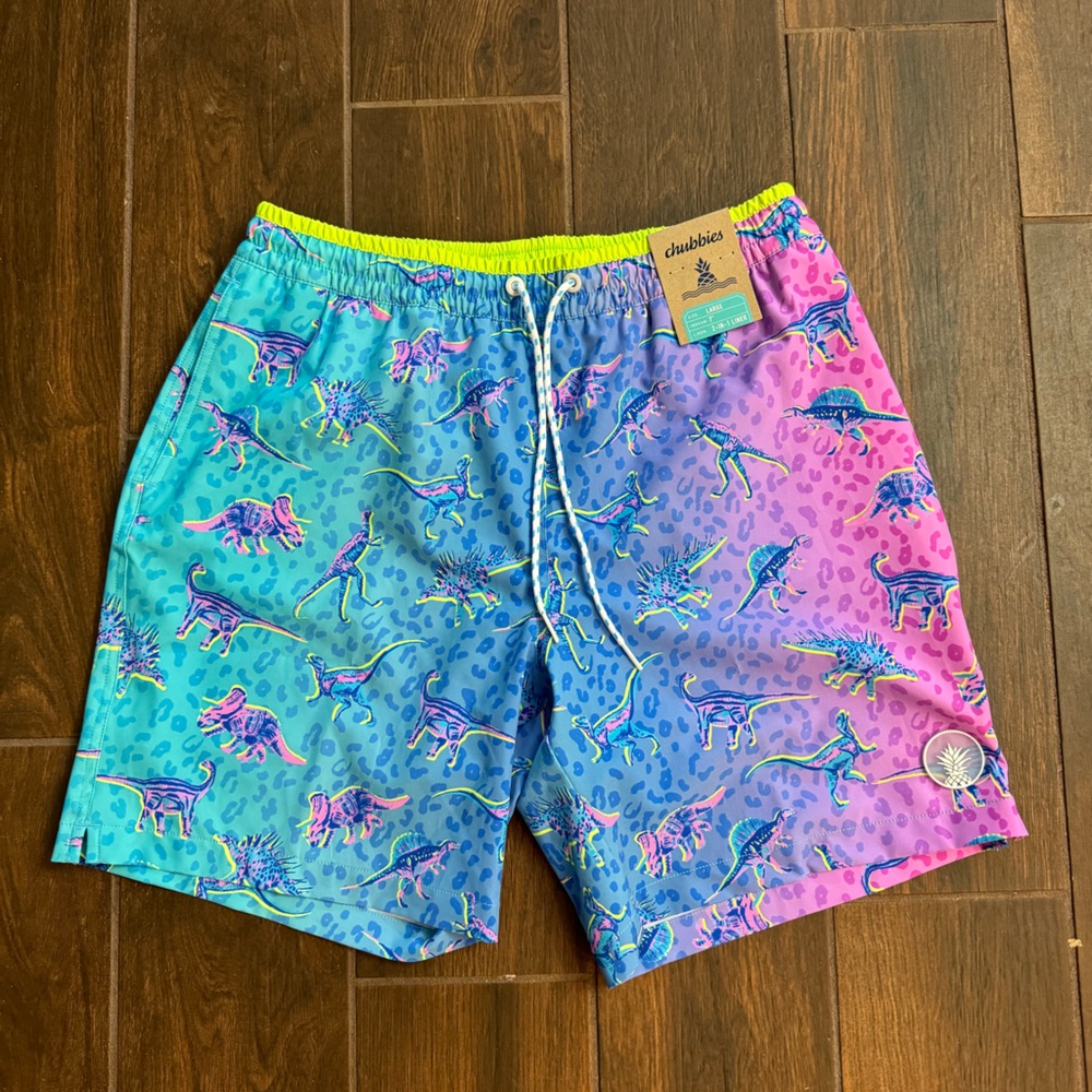 New! Chubbies 7” 2 in 1 “Dino delights” swim trunks